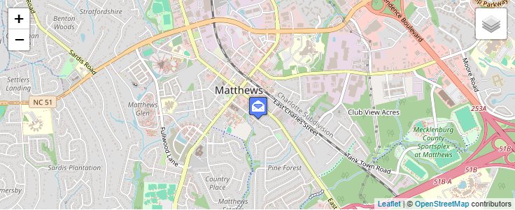 Map of ZIP Code 28106 in Matthews, NC — click to open interactive map