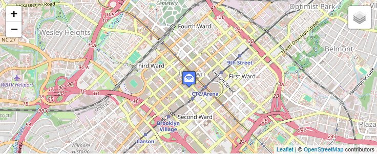 Map of ZIP Code 28201 in Charlotte, NC — click to open interactive map