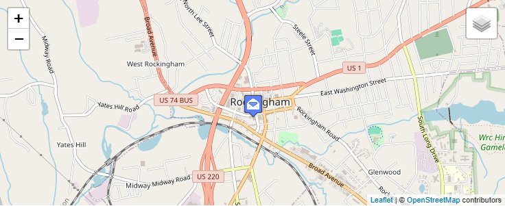 Map of ZIP Code 28380 in Rockingham, NC — click to open interactive map