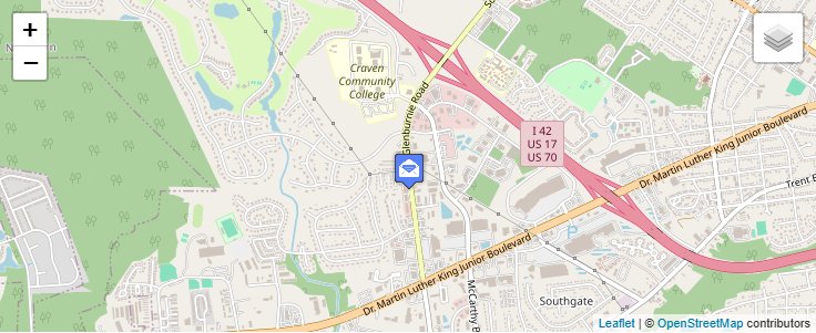 Map of ZIP Code 28561 in New Bern, NC — click to open interactive map