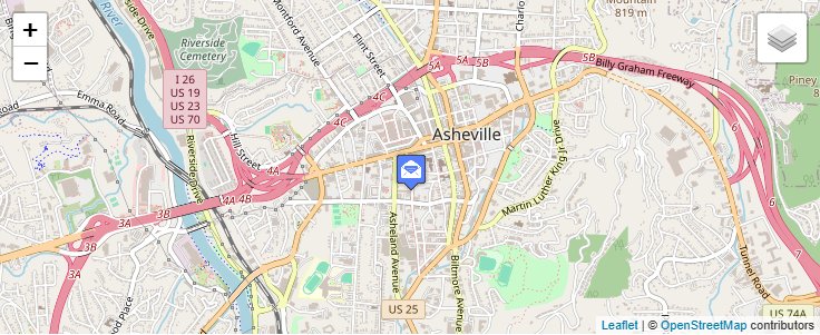Map of ZIP Code 28802 in Asheville, NC — click to open interactive map