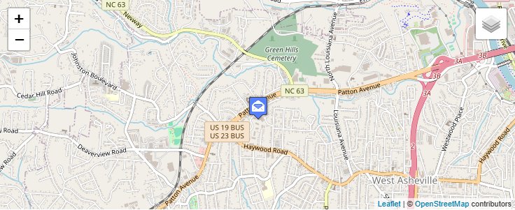 Map of ZIP Code 28816 in Asheville, NC — click to open interactive map