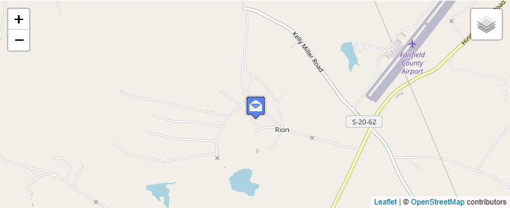 Map of ZIP Code 29132 in Rion, SC — click to open interactive map