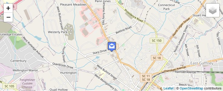 Map of ZIP Code 29342 in Gaffney, SC — click to open interactive map