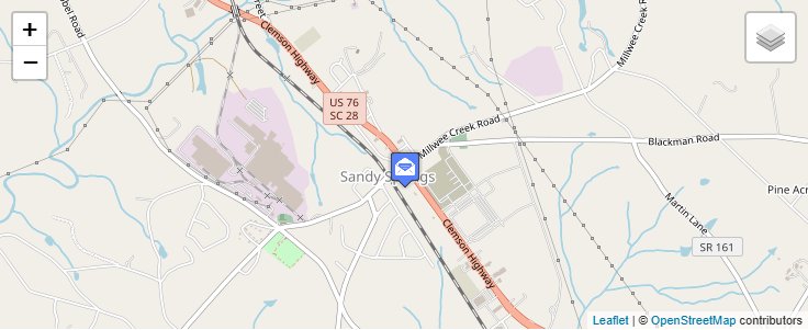 Map of ZIP Code 29677 in Sandy Springs, SC — click to open interactive map