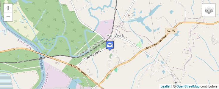 Map of ZIP Code 29744 in Van Wyck, SC — click to open interactive map