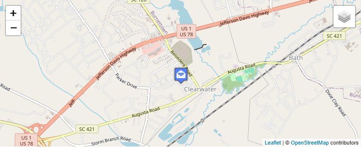 Map of ZIP Code 29822 in Clearwater, SC — click to open interactive map