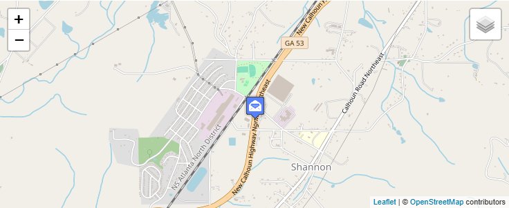 Map of ZIP Code 30172 in Shannon, GA — click to open interactive map
