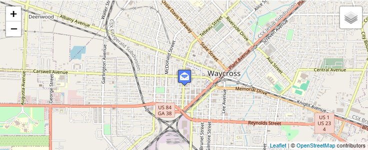 Map of ZIP Code 31502 in Waycross, GA — click to open interactive map