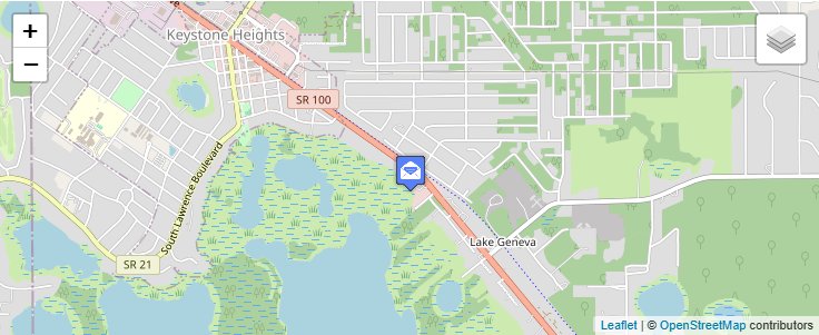 Map of ZIP Code 32160 in Lake Geneva, FL — click to open interactive map
