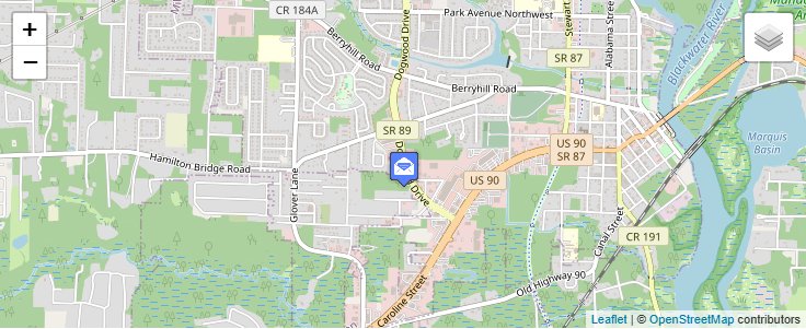 Map of ZIP Code 32572 in Milton, FL — click to open interactive map