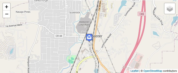 Map of ZIP Code 35144 in Siluria, AL — click to open interactive map