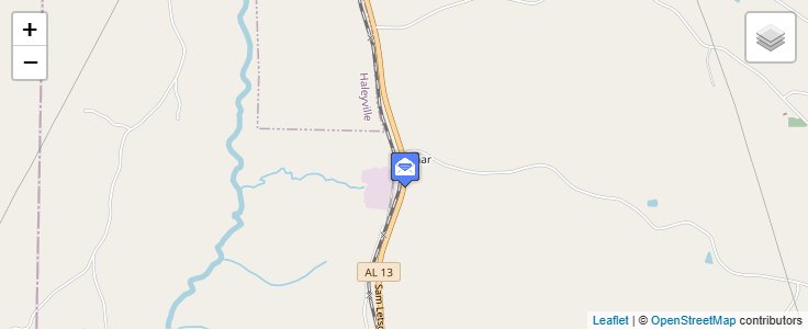 Map of ZIP Code 35551 in Delmar, AL — click to open interactive map