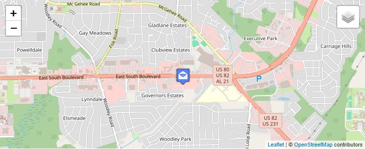 Map of ZIP Code 36120 in Montgomery, AL — click to open interactive map