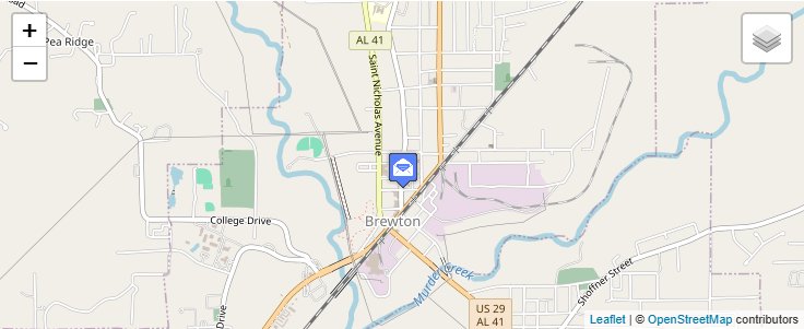 Map of ZIP Code 36427 in Brewton, AL — click to open interactive map
