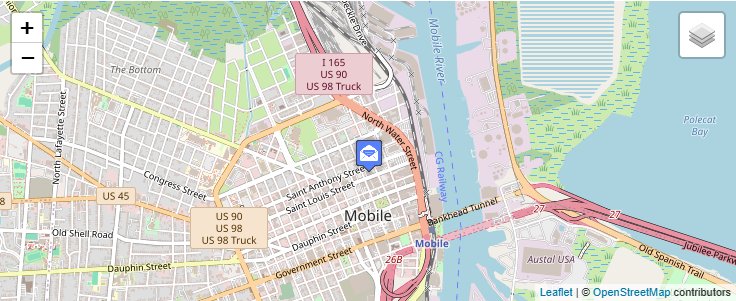 Map of ZIP Code 36601 in Mobile, AL — click to open interactive map