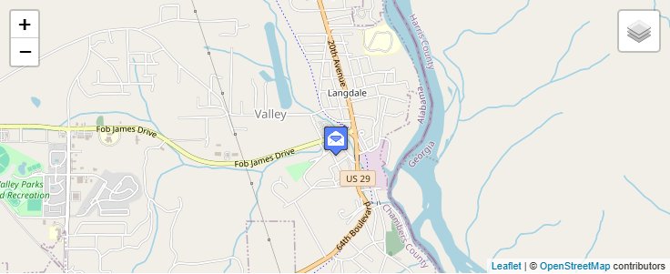Map of ZIP Code 36872 in Valley, AL — click to open interactive map