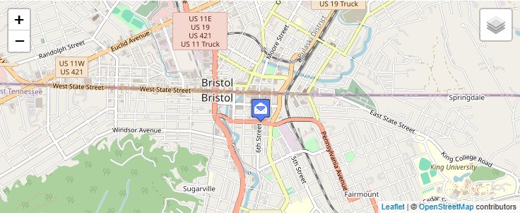 Map of ZIP Code 37621 in Bristol, TN — click to open interactive map