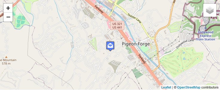Map of ZIP Code 37868 in Pigeon Forge, TN — click to open interactive map