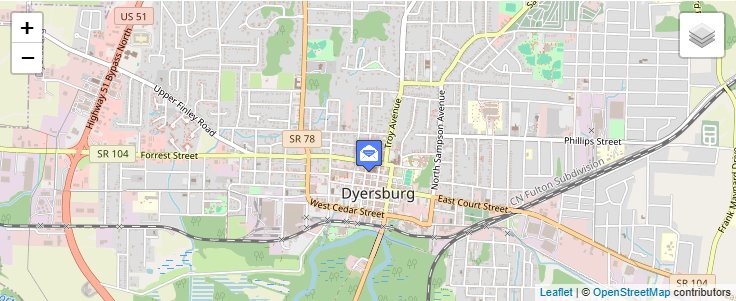 Map of ZIP Code 38025 in Dyersburg, TN — click to open interactive map