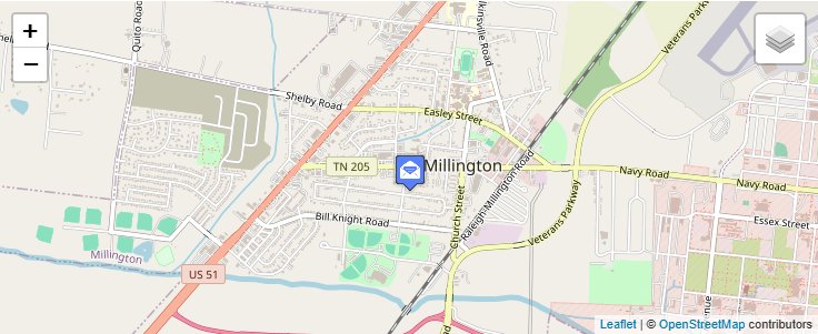 Map of ZIP Code 38083 in Millington, TN — click to open interactive map