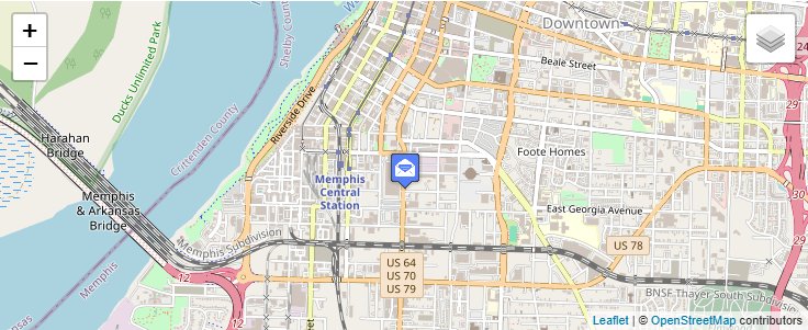 Map of ZIP Code 38101 in Memphis, TN — click to open interactive map
