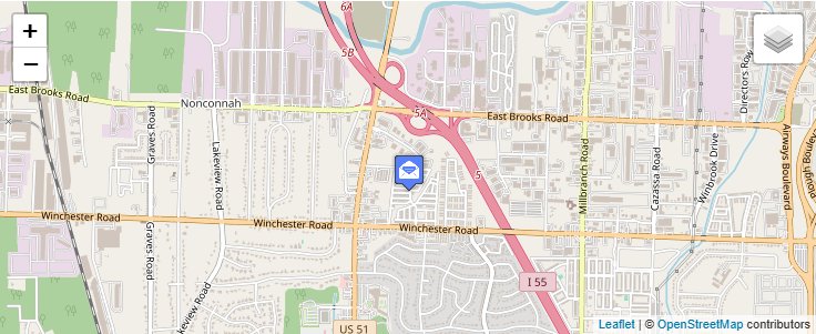 Map of ZIP Code 38186 in Memphis, TN — click to open interactive map