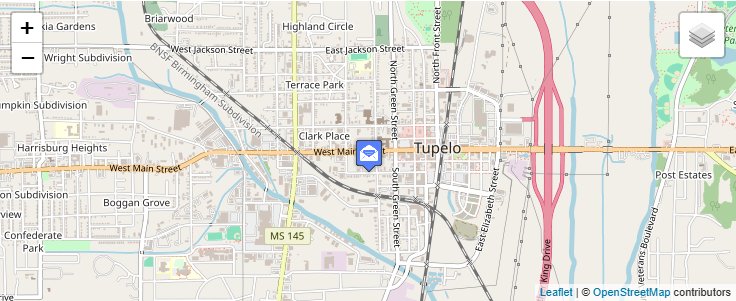 Map of ZIP Code 38802 in Tupelo, MS — click to open interactive map