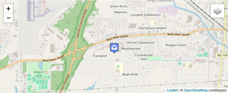 Map of ZIP Code 38803 in Tupelo, MS — click to open interactive map