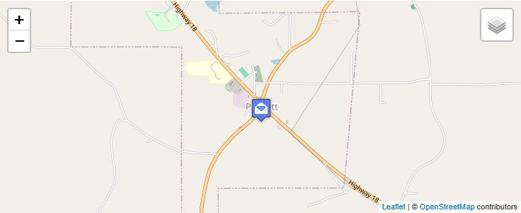 Map of ZIP Code 39151 in Puckett, MS — click to open interactive map