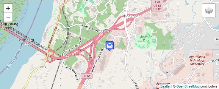Map of ZIP Code 39181 in Vicksburg, MS — click to open interactive map
