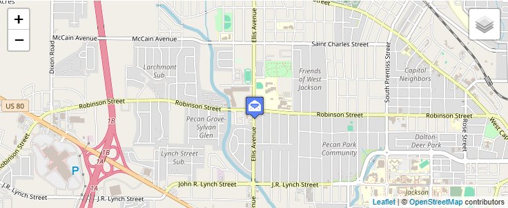 Map of ZIP Code 39289 in Jackson, MS — click to open interactive map