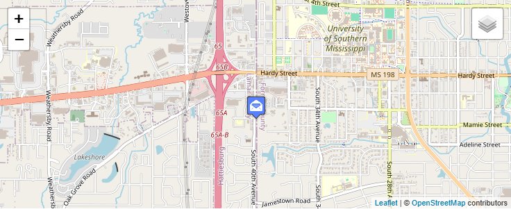 Map of ZIP Code 39404 in Hattiesburg, MS — click to open interactive map