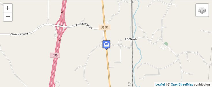 Map of ZIP Code 39632 in Chatawa, MS — click to open interactive map