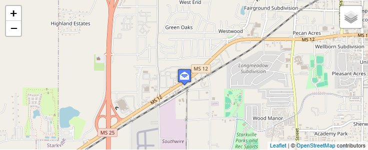 Map of ZIP Code 39760 in Starkville, MS — click to open interactive map