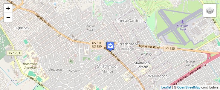Map of ZIP Code 40255 in Louisville, KY — click to open interactive map