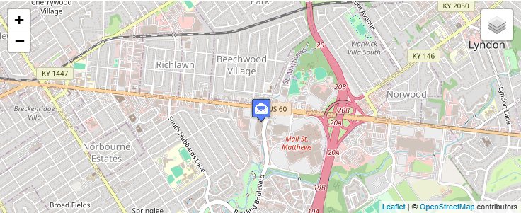 Map of ZIP Code 40257 in Louisville, KY — click to open interactive map