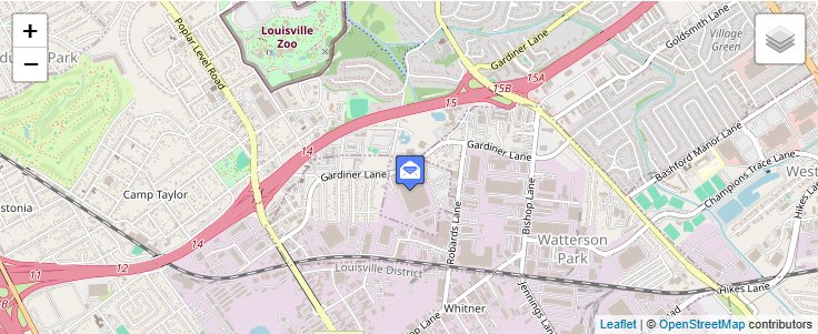 Map of ZIP Code 40295 in Louisville, KY — click to open interactive map