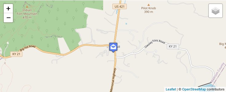 Map of ZIP Code 40405 in Bighill, KY — click to open interactive map