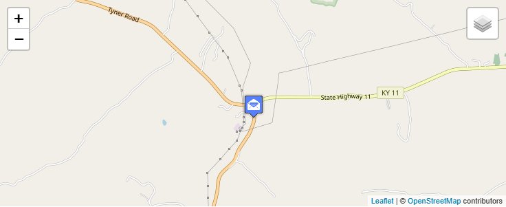 Map of ZIP Code 40932 in Fall Rock, KY — click to open interactive map