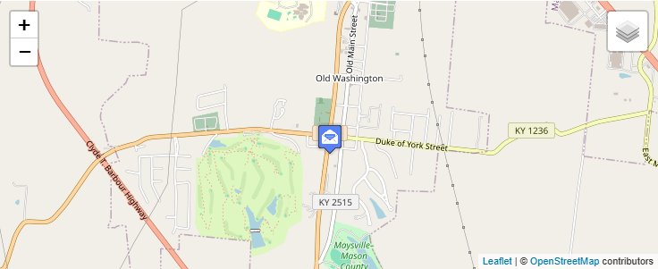 Map of ZIP Code 41096 in Washington, KY — click to open interactive map