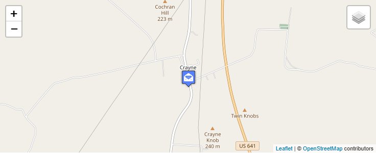Map of ZIP Code 42033 in Crayne, KY — click to open interactive map
