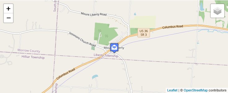 Map of ZIP Code 43048 in Mount Liberty, OH — click to open interactive map