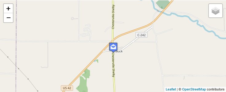 Map of ZIP Code 43349 in Shauck, OH — click to open interactive map
