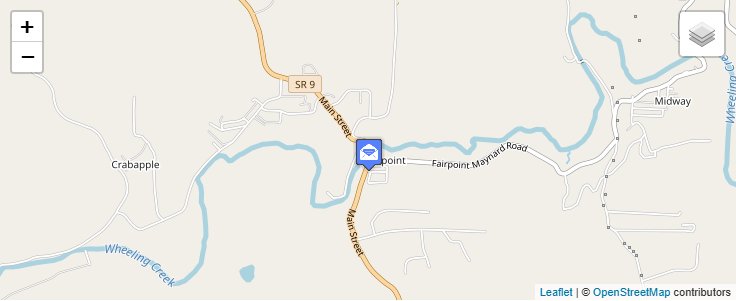 Map of ZIP Code 43927 in Fairpoint, OH — click to open interactive map
