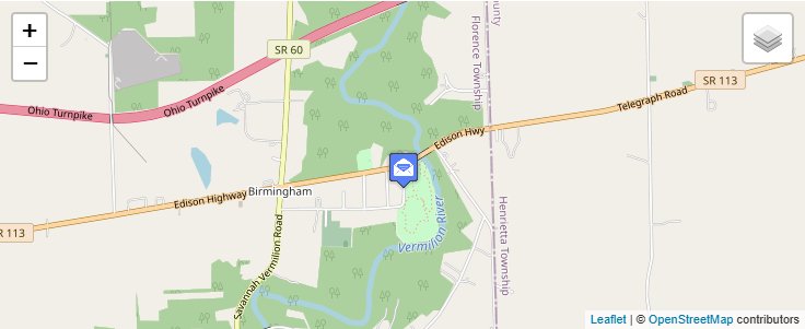 Map of ZIP Code 44816 in Birmingham, OH — click to open interactive map