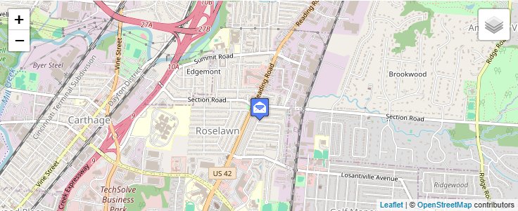 Map of ZIP Code 45222 in Cincinnati, OH — click to open interactive map