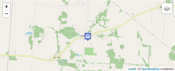 Map of ZIP Code 45633 in Hallsville, OH — click to open interactive map