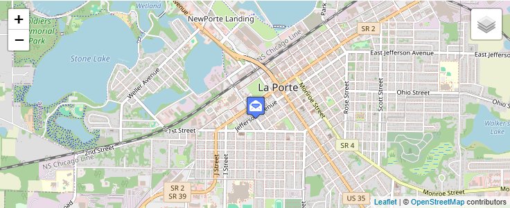 Map of ZIP Code 46352 in La Porte, IN — click to open interactive map
