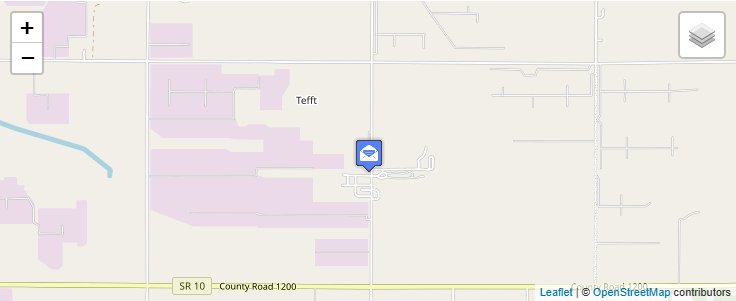 Map of ZIP Code 46380 in Tefft, IN — click to open interactive map